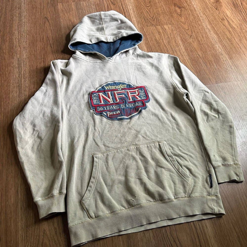 Pro Rodeo Wrangler NFR Las Vegas 2014 30 Years Teton Ridge Hoodie Tan Sz Medium